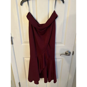 Long burgundy ruffle skirt